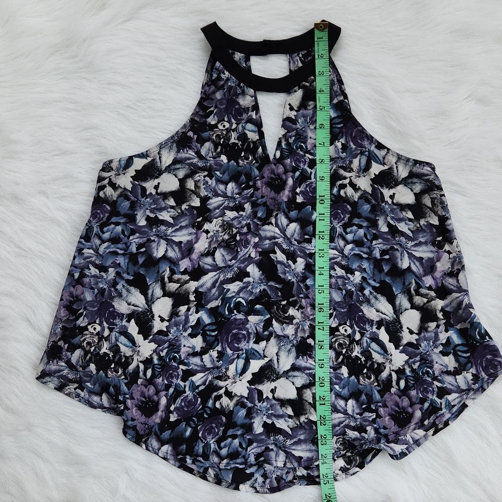 Astr -214 High neck floral sleeveless blouse grey purple Y2K Medium - Picture 7 of 8